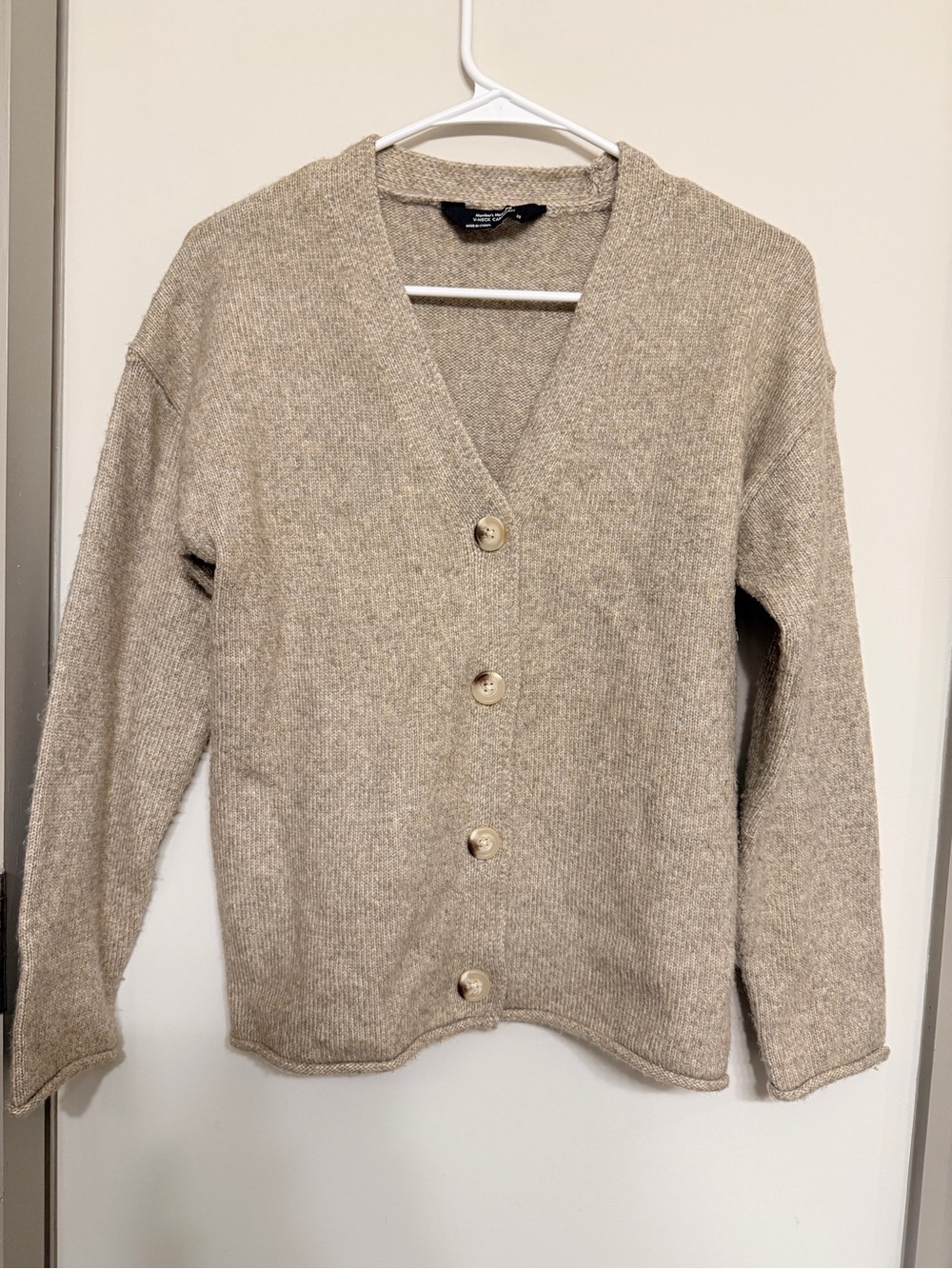 Cozy Neutral V-Neck Button Cardigan Sweater - Tan